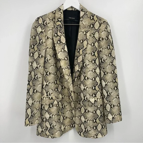 Zara Basic Snake Print Blazer XS Blogger Favorite Animal Print Jacket - Picture 3 of 9